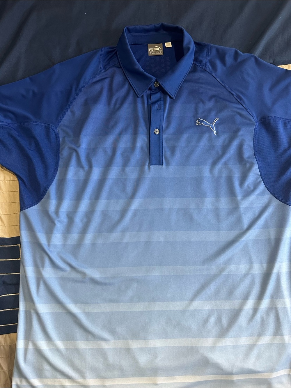 Puma Men's Navy to Light Blue Gradient Polo